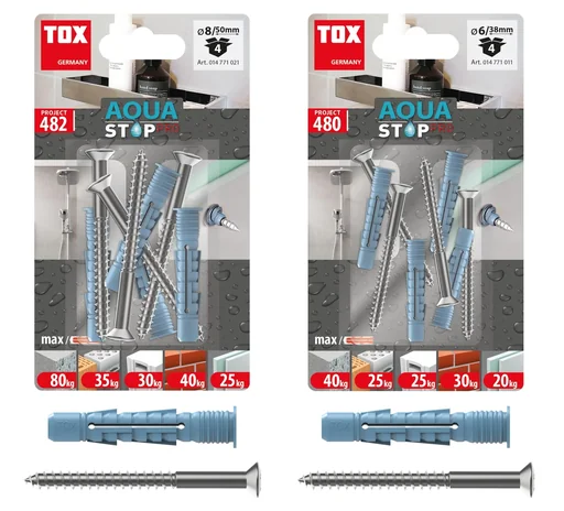 "All-purpose dowel Aqua Stop Pro 8 x 50 mm + lens head screw 6 x 70 mm, 2 pieces image"