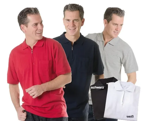 "Men's polo shirt with zip, color black, size M image"