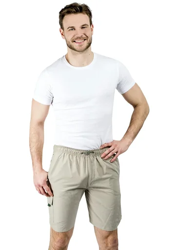 "Cargo shorts with elastic waistband, color sand, size XL image"