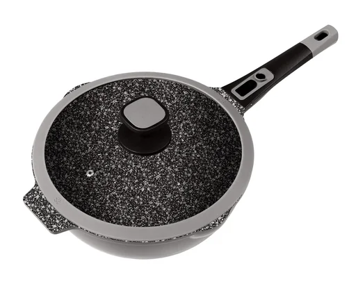 "Cast aluminum frying pan MOONSCAPE, Ø 24 cm with click handle and glass lid image"