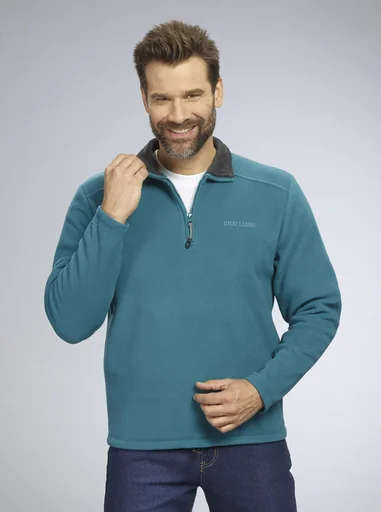 "Fleece shirt with zipper, color green, size M image"