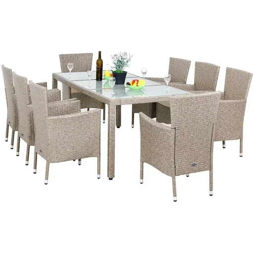 "Garden set polyrattan set 17 stackable Bali beige image"