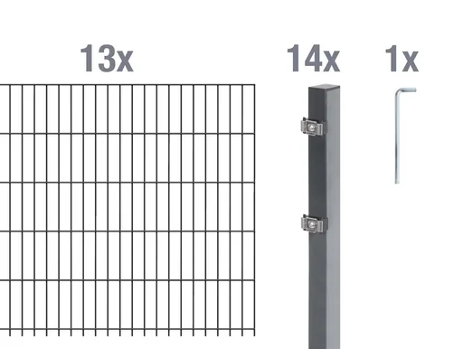 "Double rod mesh fence complete set, anthracite, height 160 cm, length 26 m image"