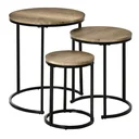 Side tables set of 3 nesting tables stackable coffee table 3 sizes industrial design metal black+brown