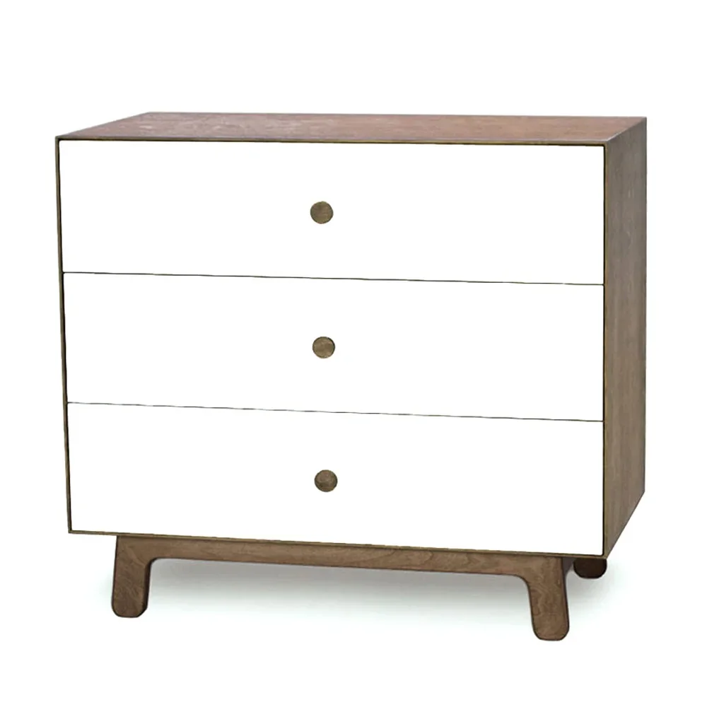 "Oeuf commode Merlijn 3 laden wit/walnoot poten Mus, Kleur voeten: berk image"