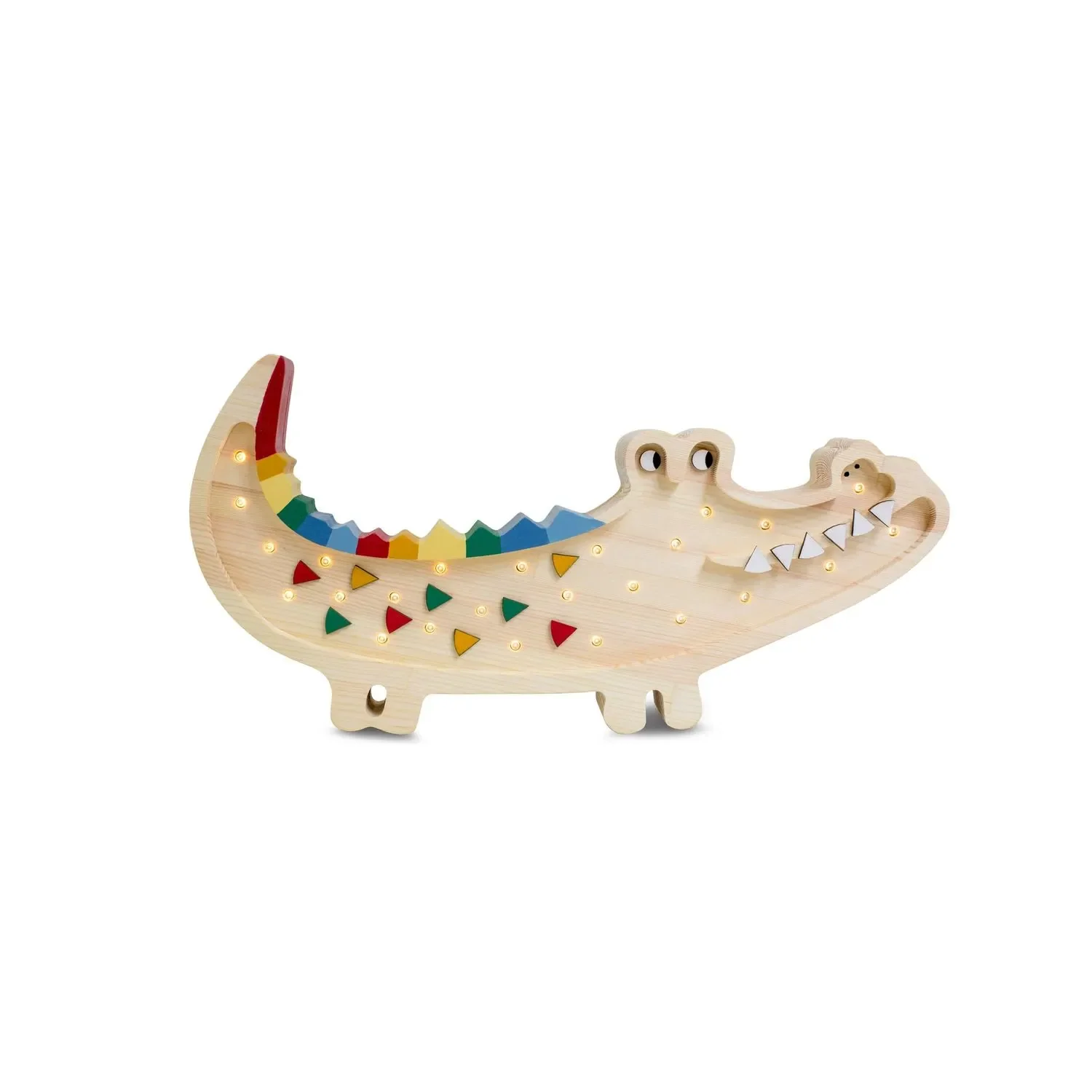 "Little Lights Nachtlampje voor kinderen, nachtlampje Krokodil - 100% natuurlijk grenenhout, Kleur: Caribisch hout image"