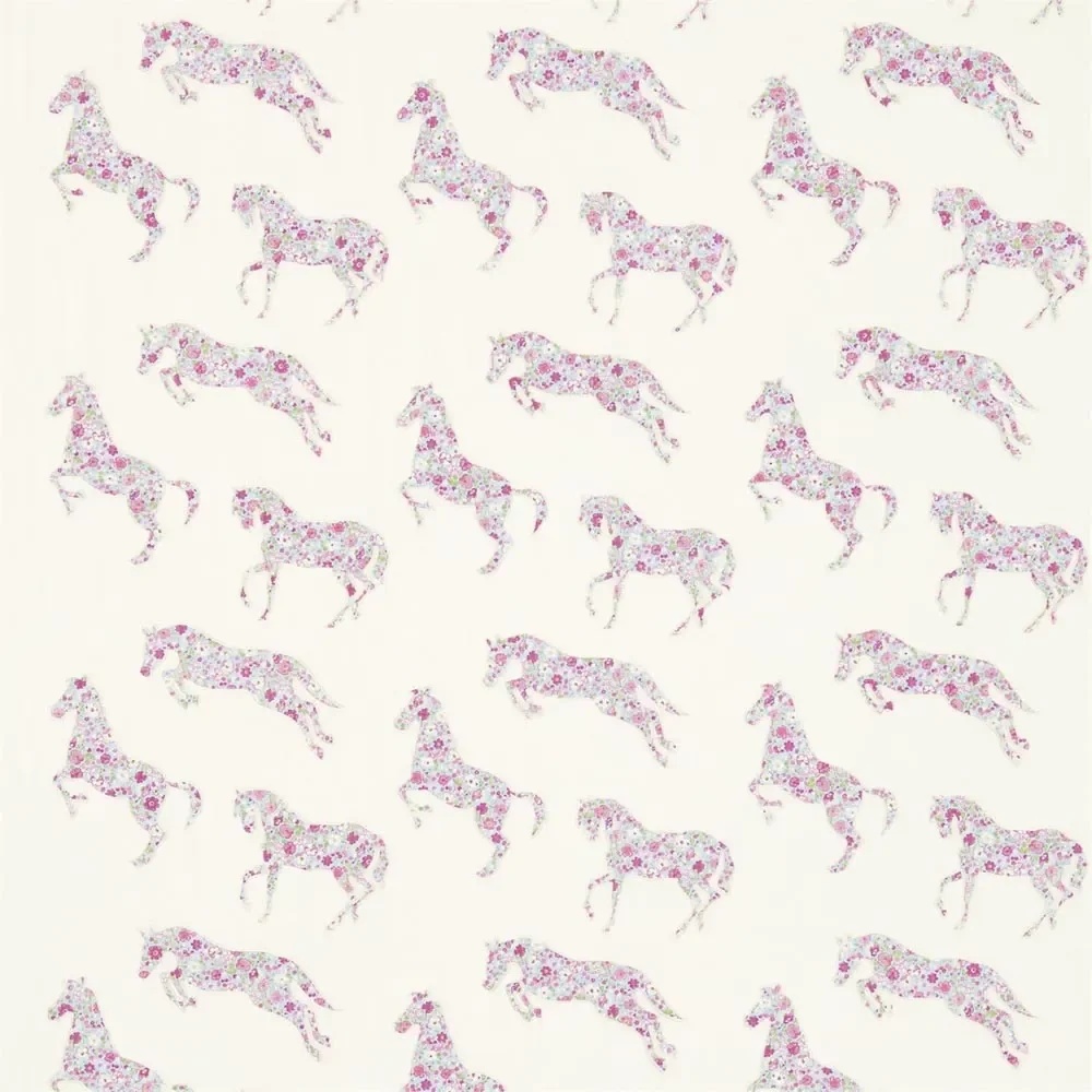 "Little Sanderson Abracazoo motief stof geappliqueerde paarden crème lichtblauw image"