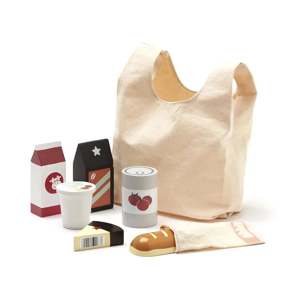 Kids Concept houten eten met stoffen zak