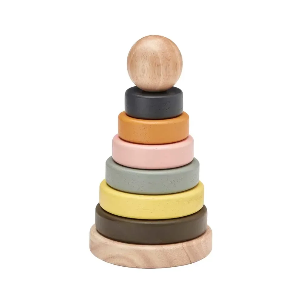 Kids Concept stapeltoren ringen pastelgrijs curry