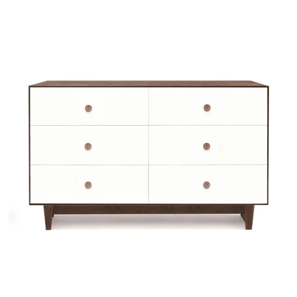"Oeuf commode Merlin 6 laden wit/walnoot pootjes Rhea, Kleur voeten: okkernoot image"