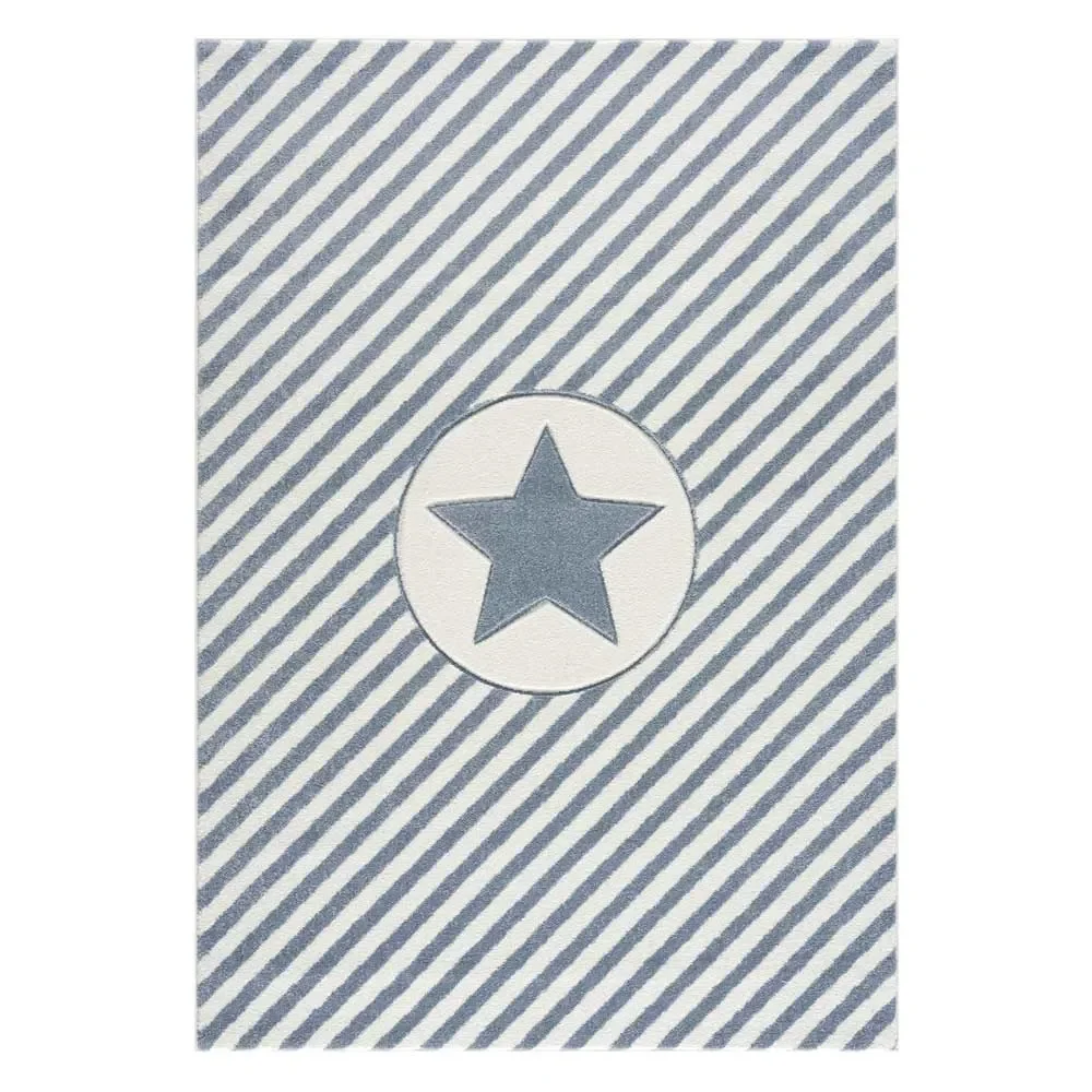 "Livone tapijt ster & diagonale strepen blauw, Tapijtmaat: 160 x 230 cm image"