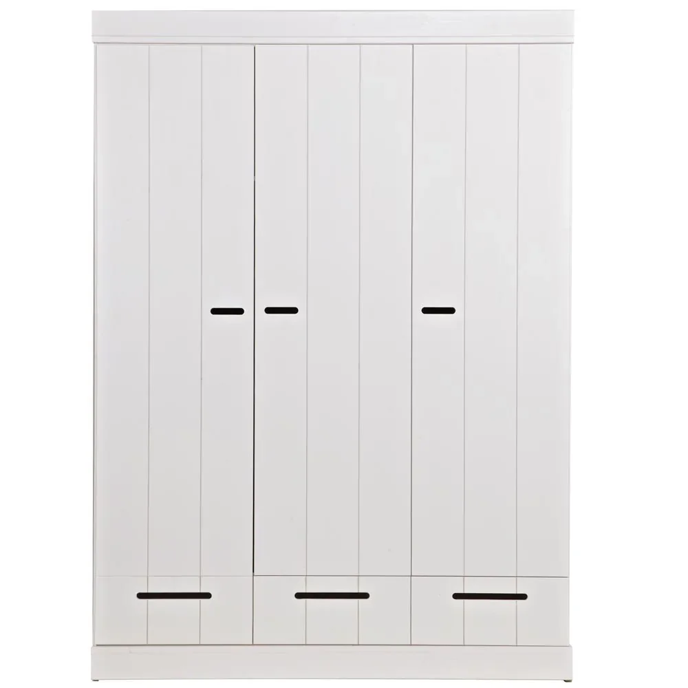 WOOOD Schrank 3 türig erweiterbar Schubladen Holz weiss