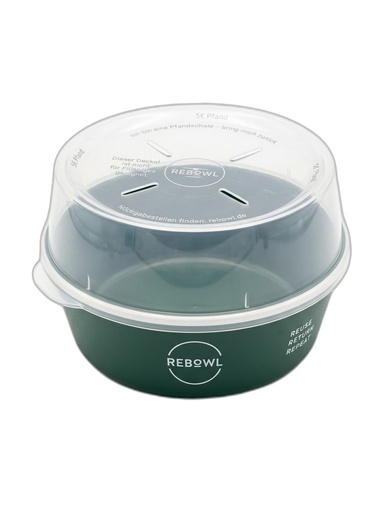 "REBOWL groene herbruikbare kom met plat deksel, ca. 1100 ml image"