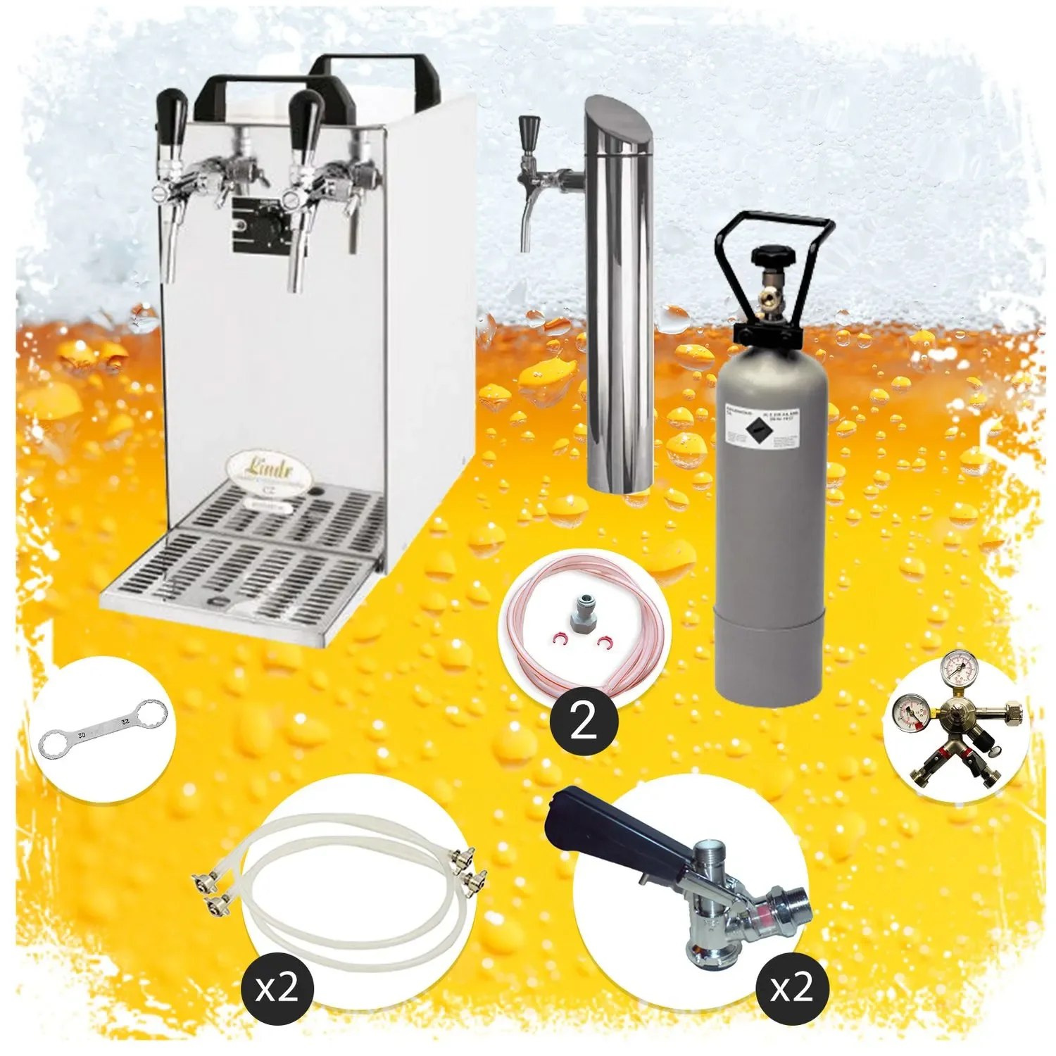 "Compleet onderbouwset - Bierdispenser - Kontakt 40 droogkoeler voor 2 zijden, doorstroomkoeler 50 L/u, incl. tapkolom, Green Line, tapkop: geen; tapkop 2: geen image"