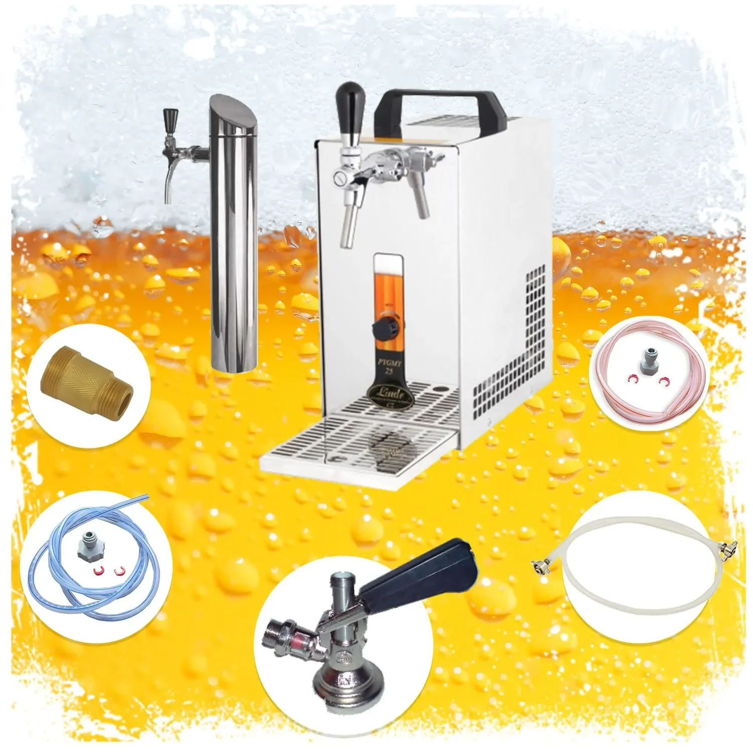 "Complete set - Biertap, Thuistap met membraanpomp - PYGMY 25/K 1-leiding, 35 liter/u - incl. Tapzuil, Green Line, KEG: zonder image"