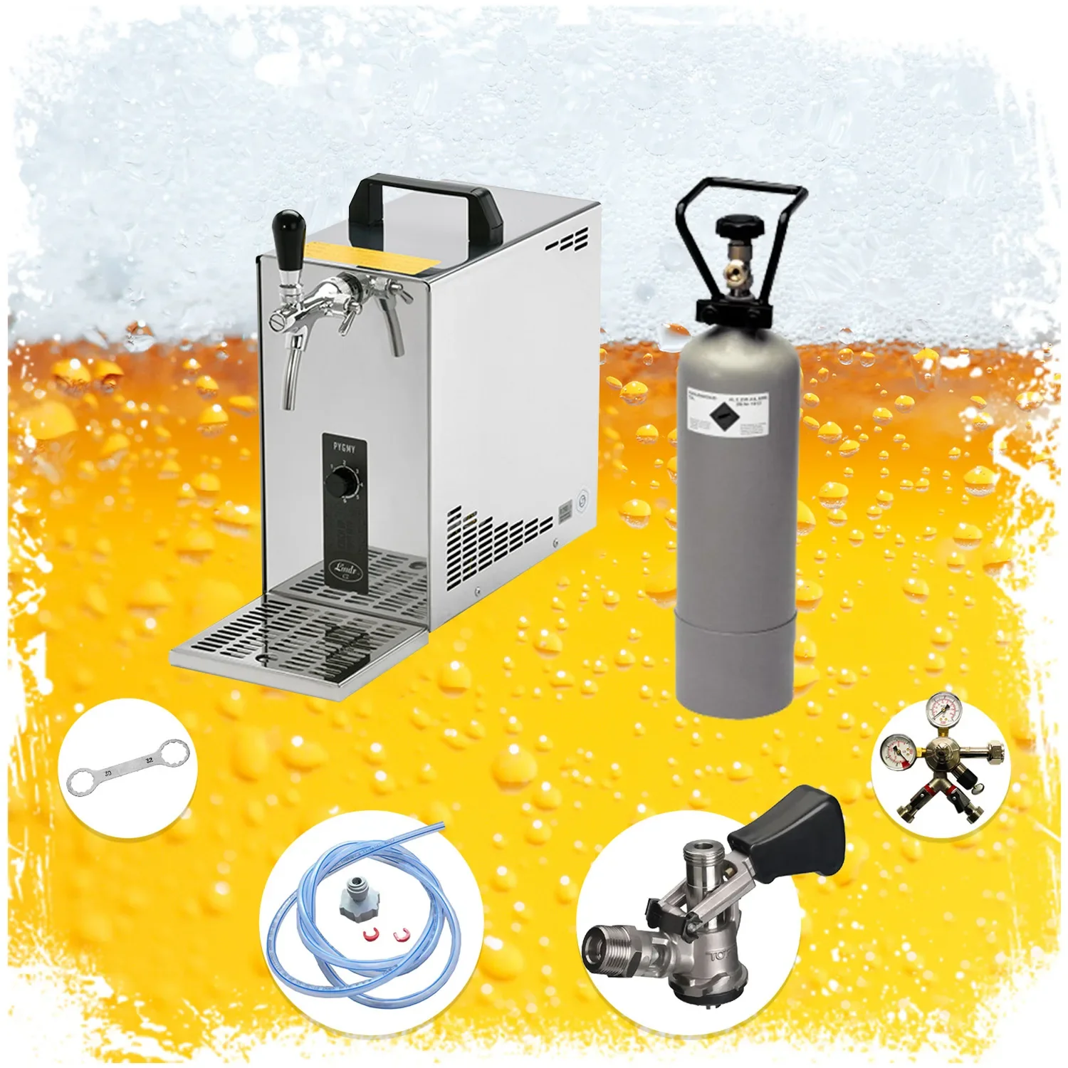"Complete Set, Tapsysteem, Biertap, PYGMY 25, 1-kraans, droogkoeler, 35 liter/uur biertap, - Biertap, Beertender, Thuistap, Bierkoeler, Green Line, KEG: zonder image"