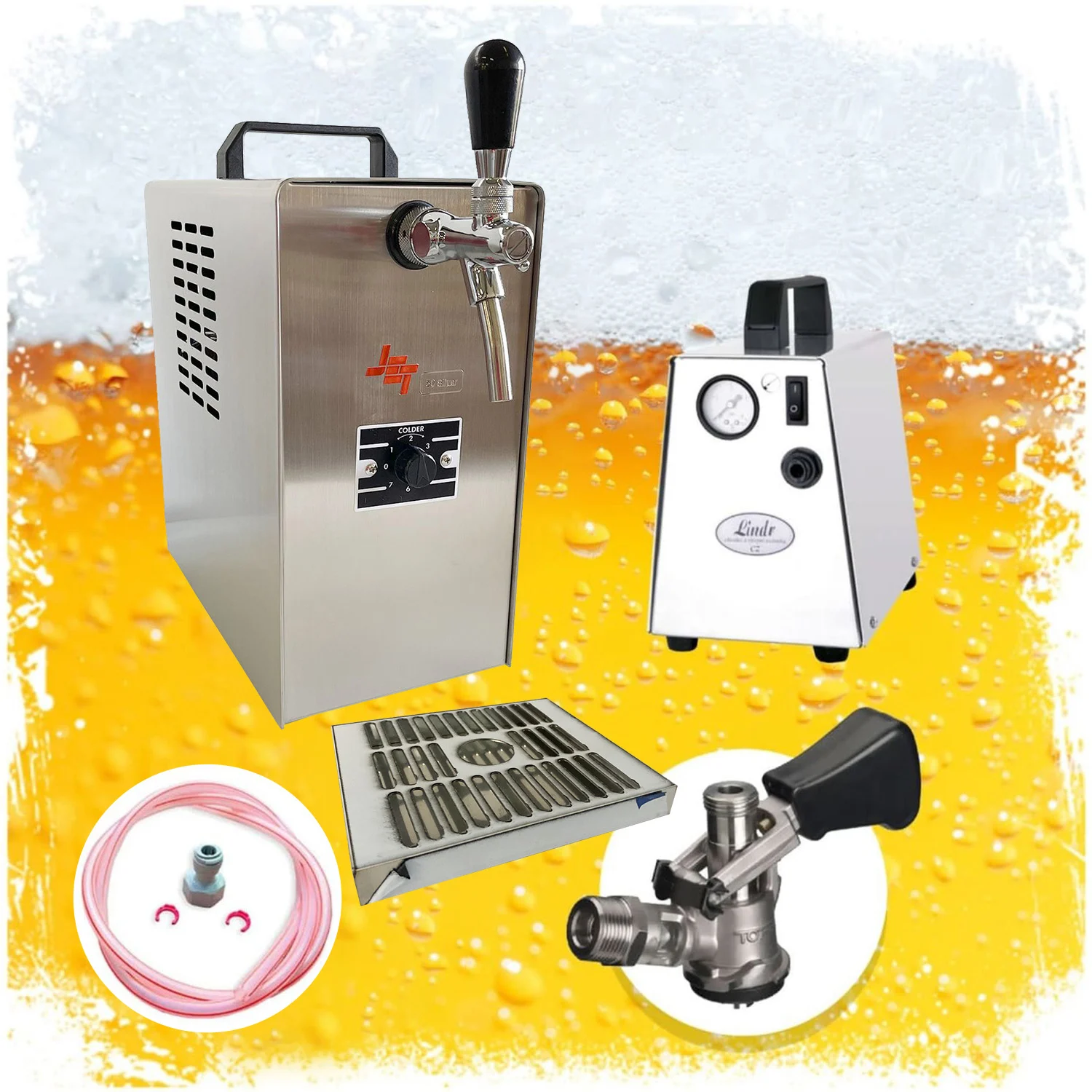"Complete Set - Biertap JET 30 1-kraans, droogkoeler, 35 liter/uur Thuistap, Bierkoeler, KEG: zonder image"