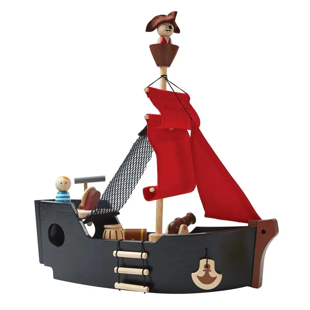 "Plan Toys speelgoed piratenschip hout zwart image"