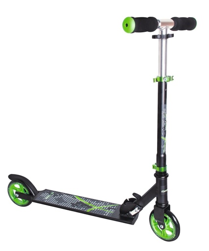 "muuwmi Aluminium Scooter – Tretroller, 125 mm, ABEC 5, GS-geprüft, höhenverstellbar, schwarz-grün image"