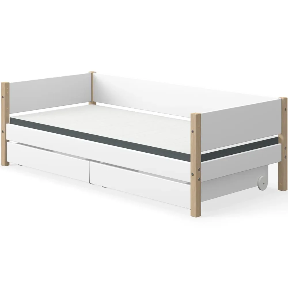 "Flexa Nor slaapbank incl. 2 laden wit/eiken image"