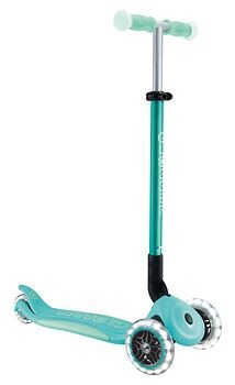 "GLOBBER ELITE GLOW LIGHTS – Roller Kinder, 120/80 mm, 3-rädrig, verstellbar, LED-Leuchtrollen, Glow-Effekt, dunkelmint image"