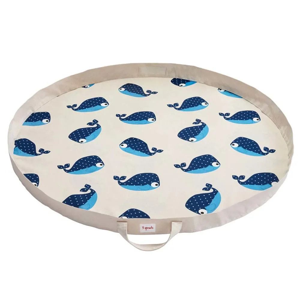 "3 Sprouts speelmat / speelgoedzak walvis blauw image"