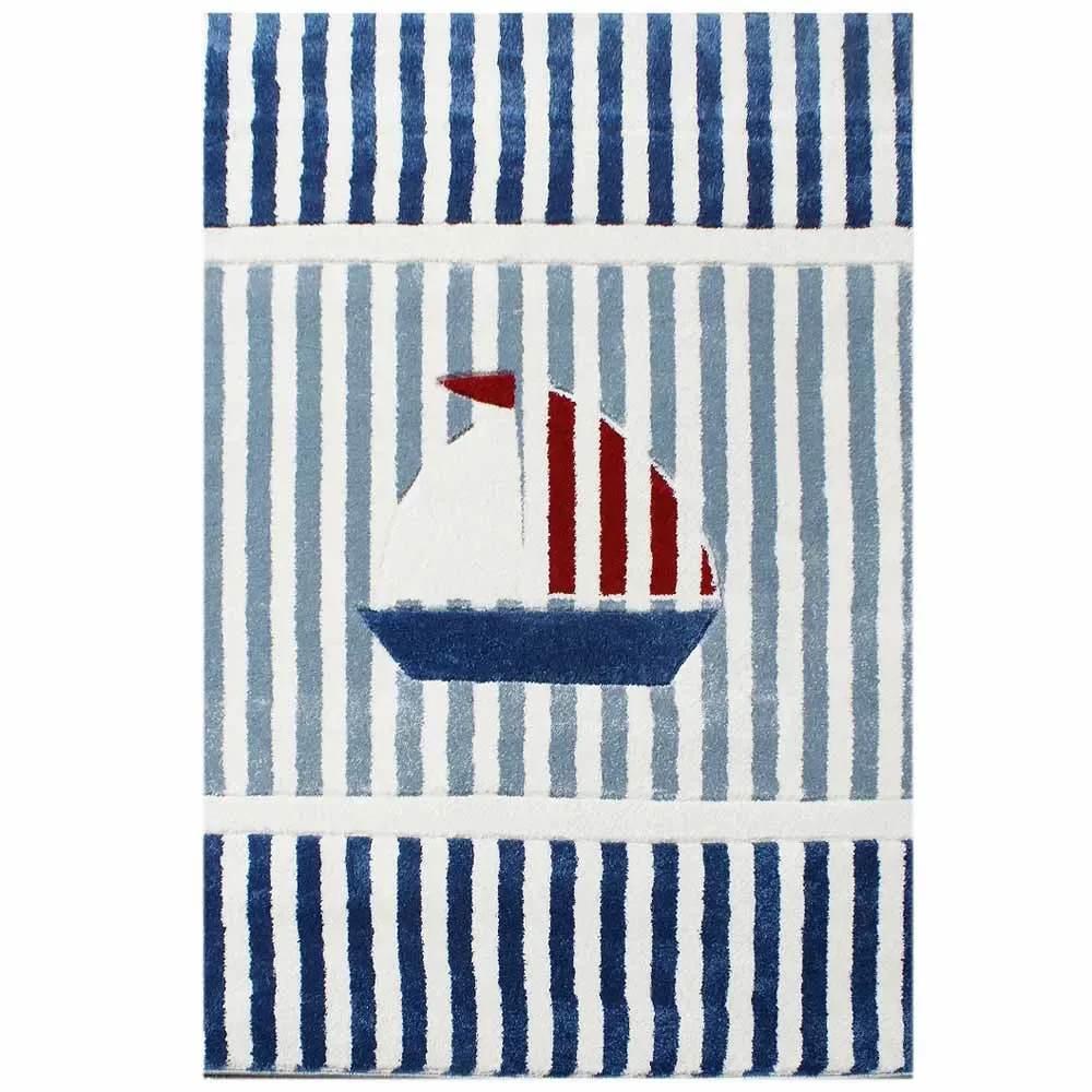"Livone kindertapijt zeilboot blauw rood wit, Maat: 160 x 230 cm image"
