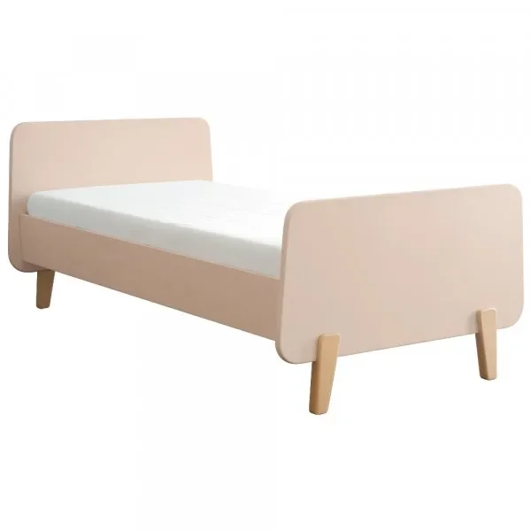 "Laurette kinderbed "MM" met houten poten 90 x 190, Kleur: Rose Poudre image"
