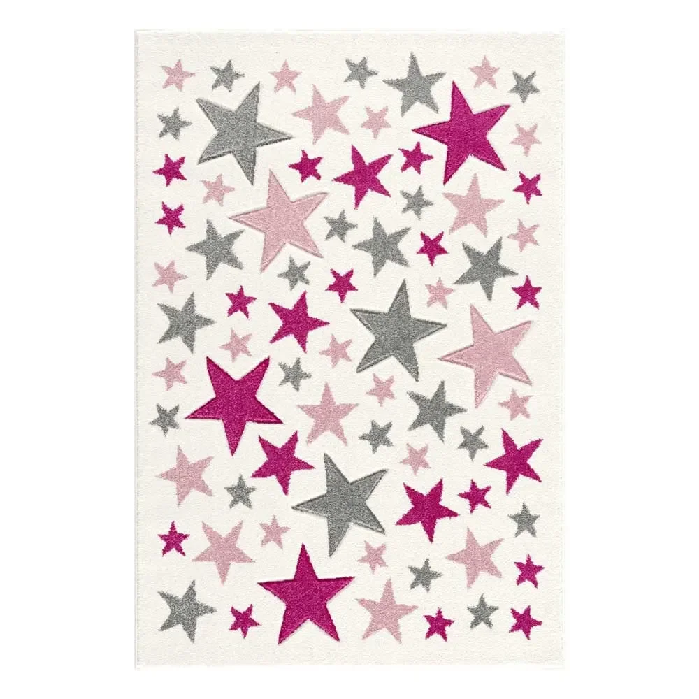 "Livone kindertapijt Stella sterren roze grijs, Tapijtmaat: 160 x 230 cm image"