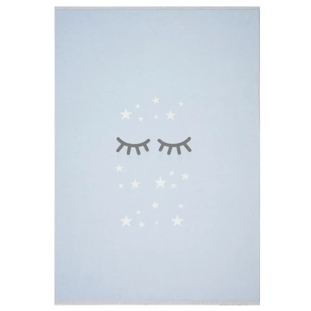 "Livone kindertapijt wasbaar slaapogen blauw, Tapijtmaat: 140 x 190 cm image"
