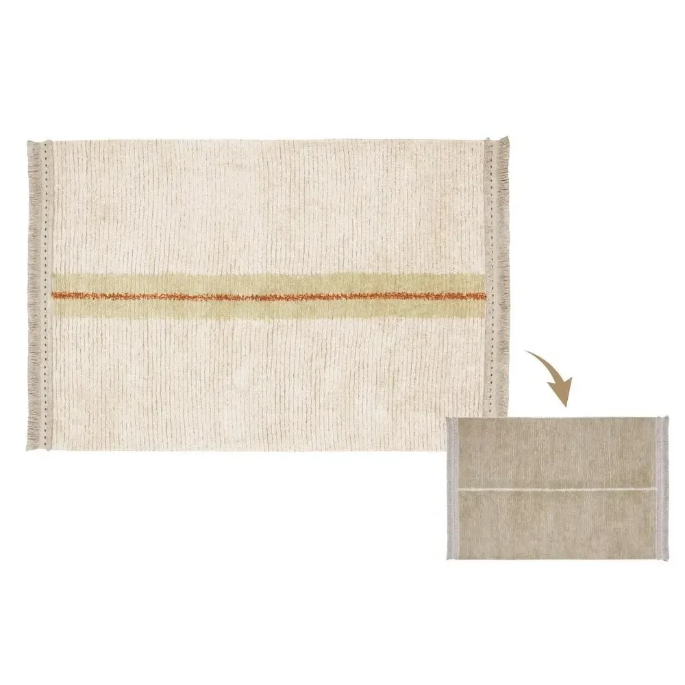 "Lorena Canals wasbaar omkeerbaar vloerkleed "Reversible Duetto" beige, Maat: 140 x 200 cm image"