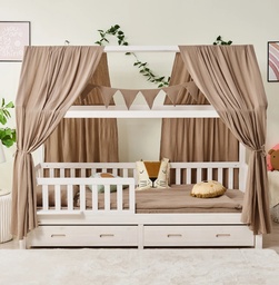 Alavya Home decoratieset van 100% biologisch mousseline katoen | 125x350cm bruin