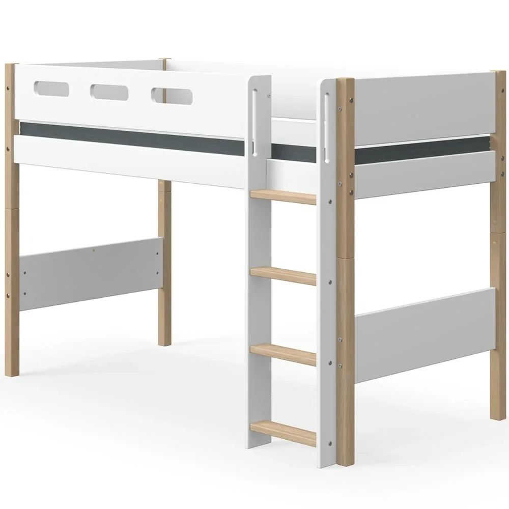 "Flexa Nor middelhoog bed ladder recht wit/eik image"