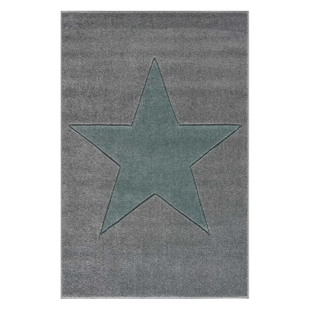 "Livone kindertapijt ster mint op grijs, Tapijtmaat: 120 x 180 cm image"