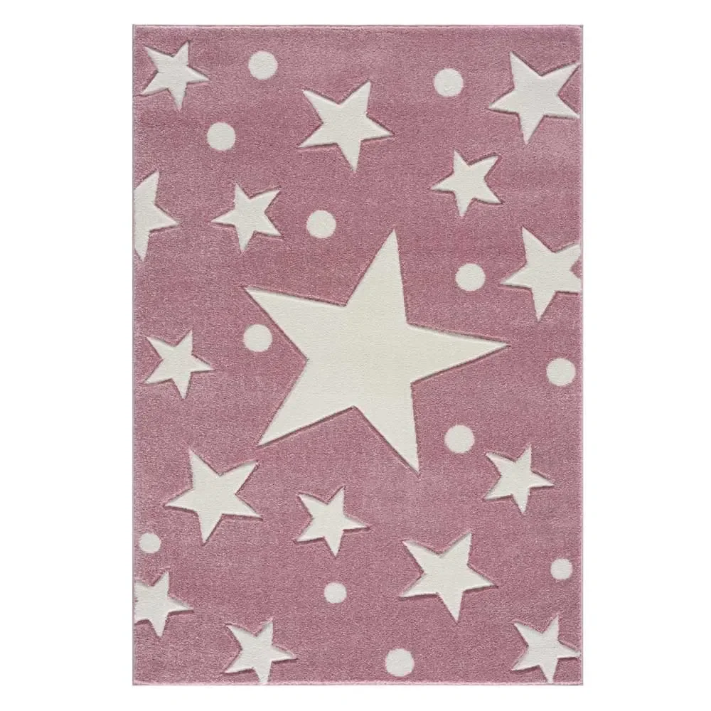 Livone tapijt Estrella ster & confetti roze, Tapijtmaat: 160 x 230 cm