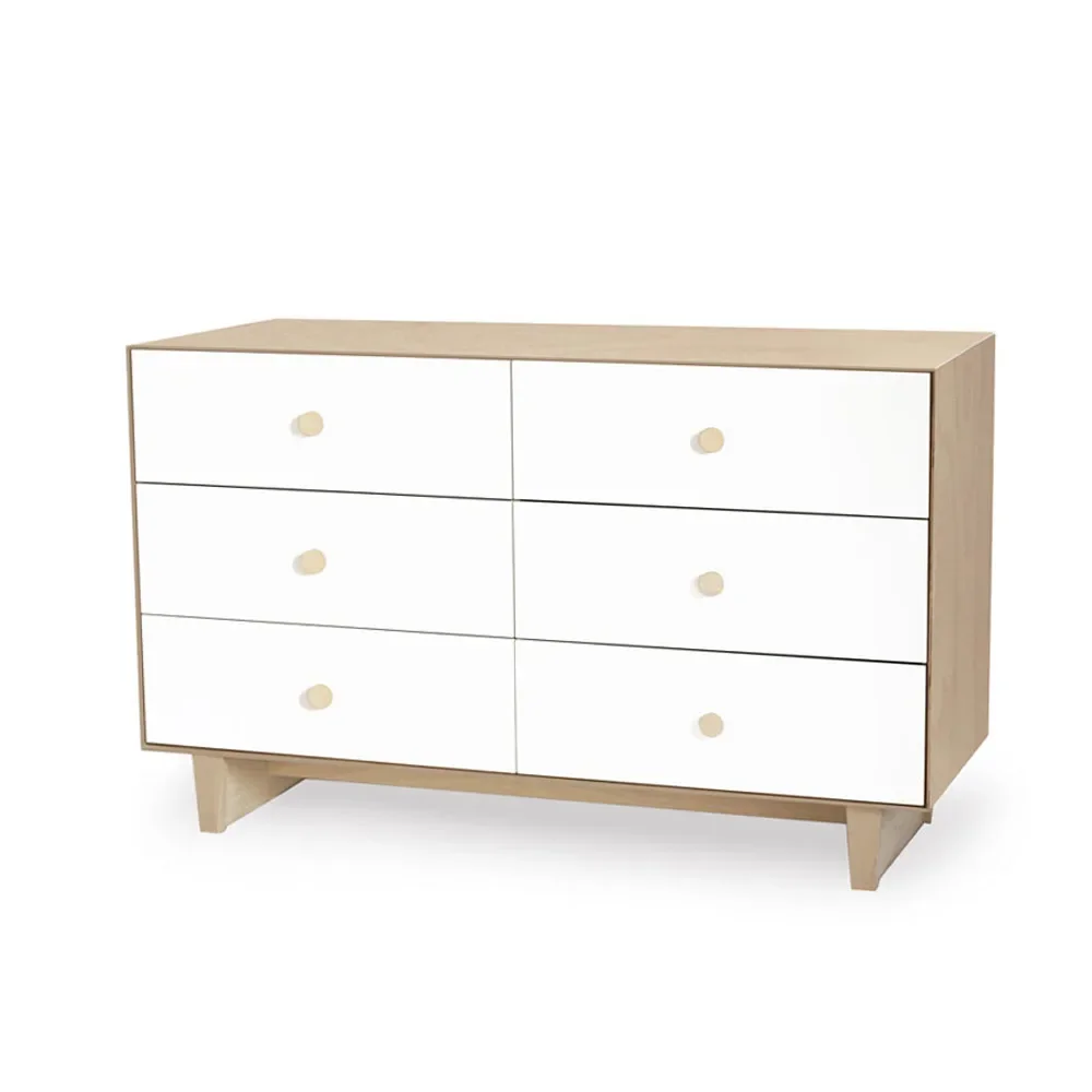 "Oeuf commode Merlin 6 laden wit/berkenpootjes Rhea, Kleur voeten: okkernoot image"