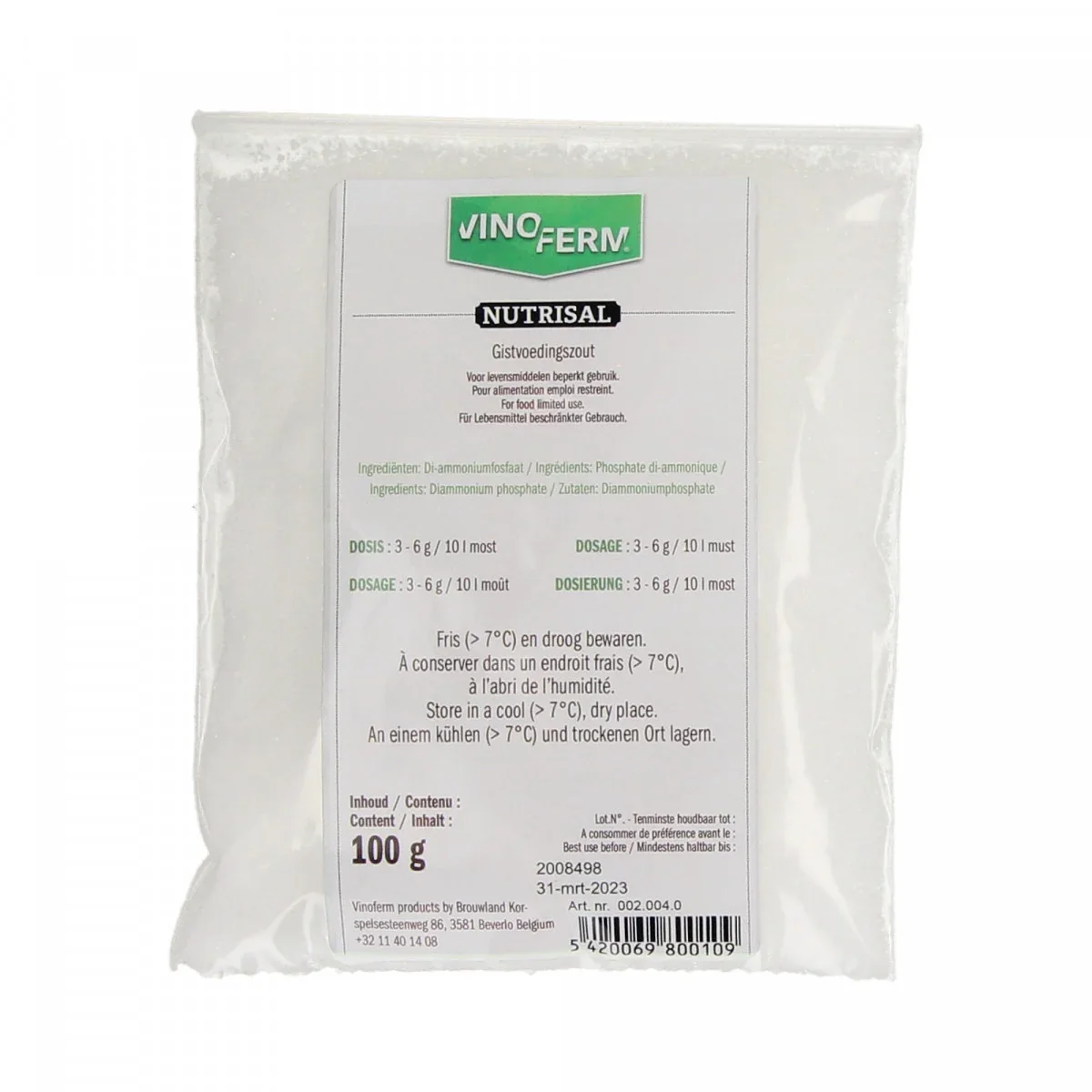 "Gistvoedingszouten - Vinoferm nutrisal 100g image"