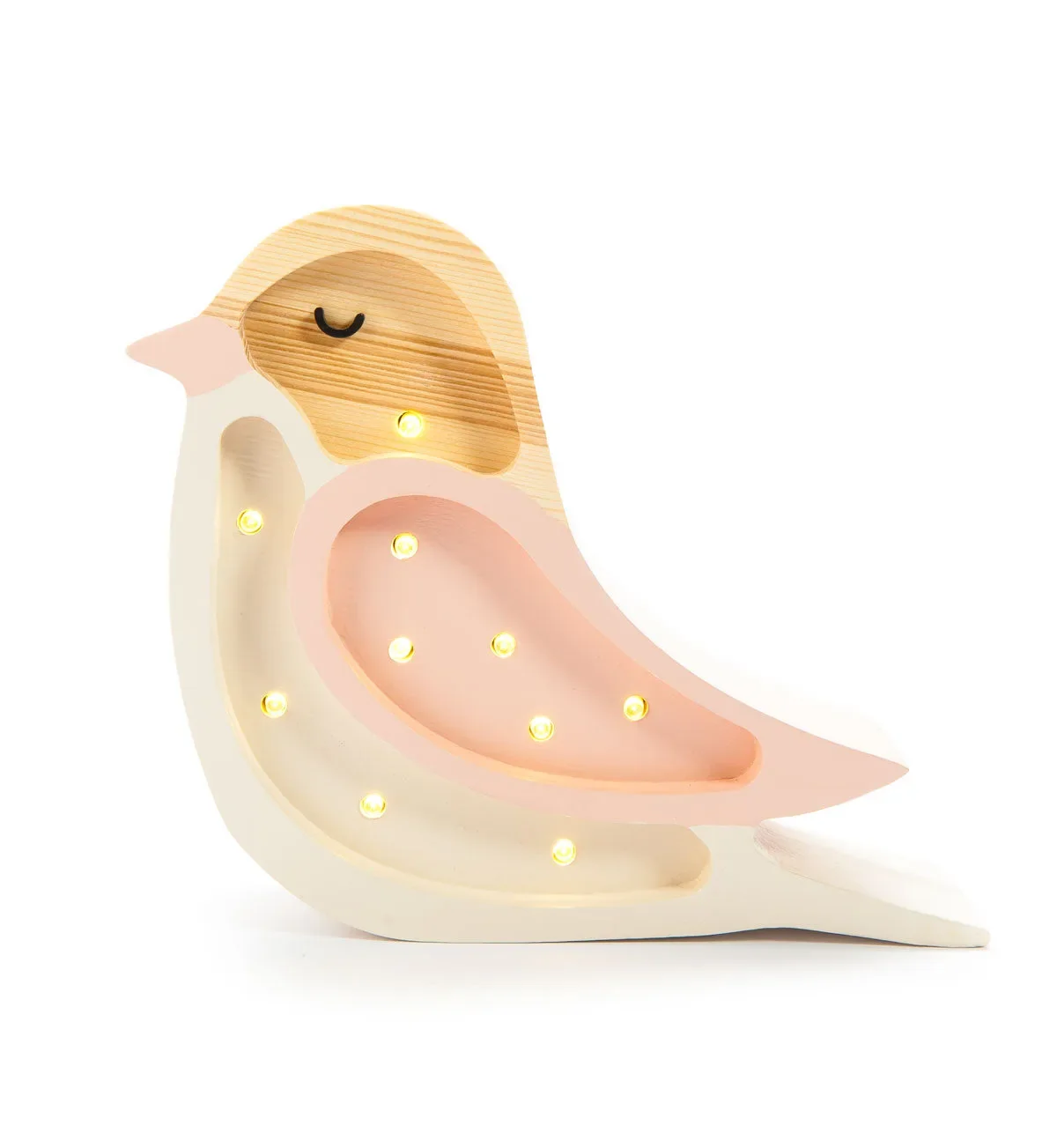 "Little Lights Nachtlampje kinderen, nachtlampje Mini-Vogel - 100% natuurlijk vurenhout, kleur: Aardbeiencrème image"