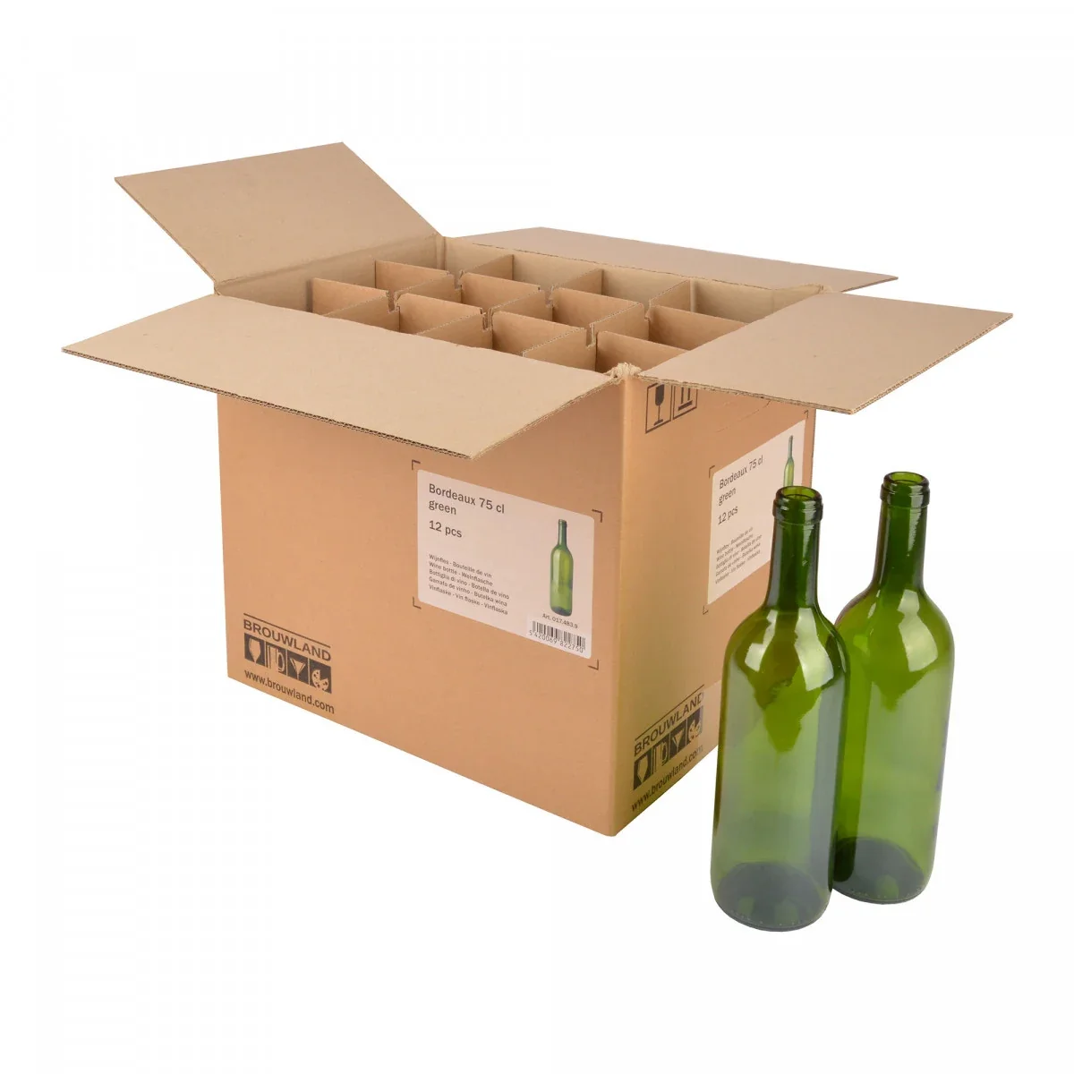 "Wijnfles Bordeaux 75 cl, wit, doos 12 st., Kleur: groente image"
