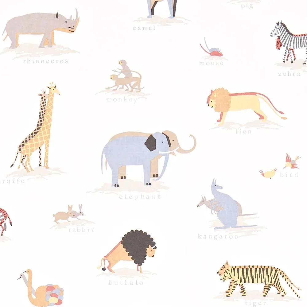 "Little Sanderson Abracazoo behang safari dieren crème bruin image"