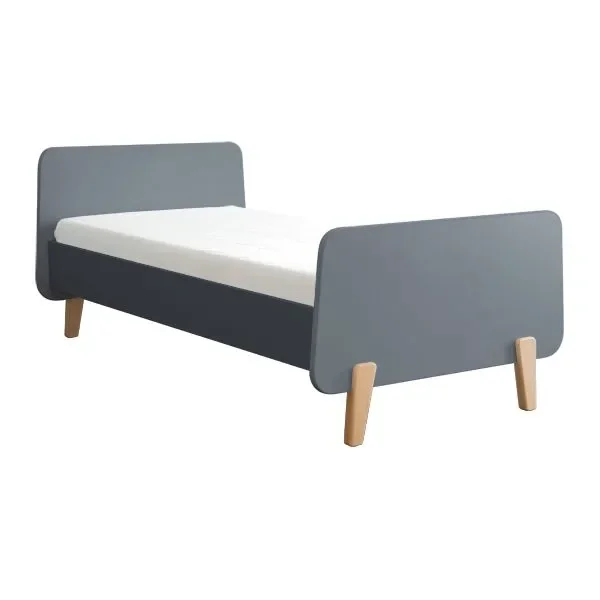 "Laurette kinderbed "MM" met houten poten 90 x 190, Kleur: Gris Souris image"
