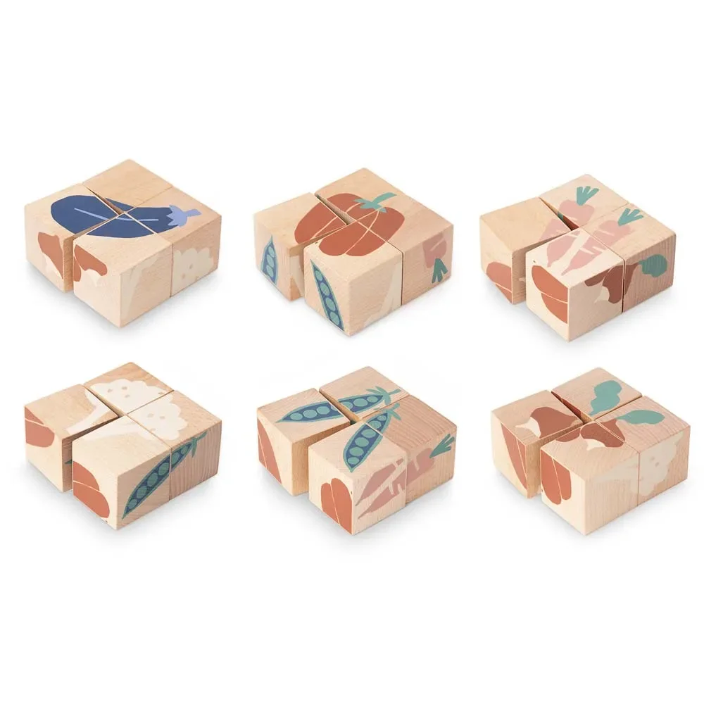 "Nobodinoz houten blokken / puzzel groenten image"