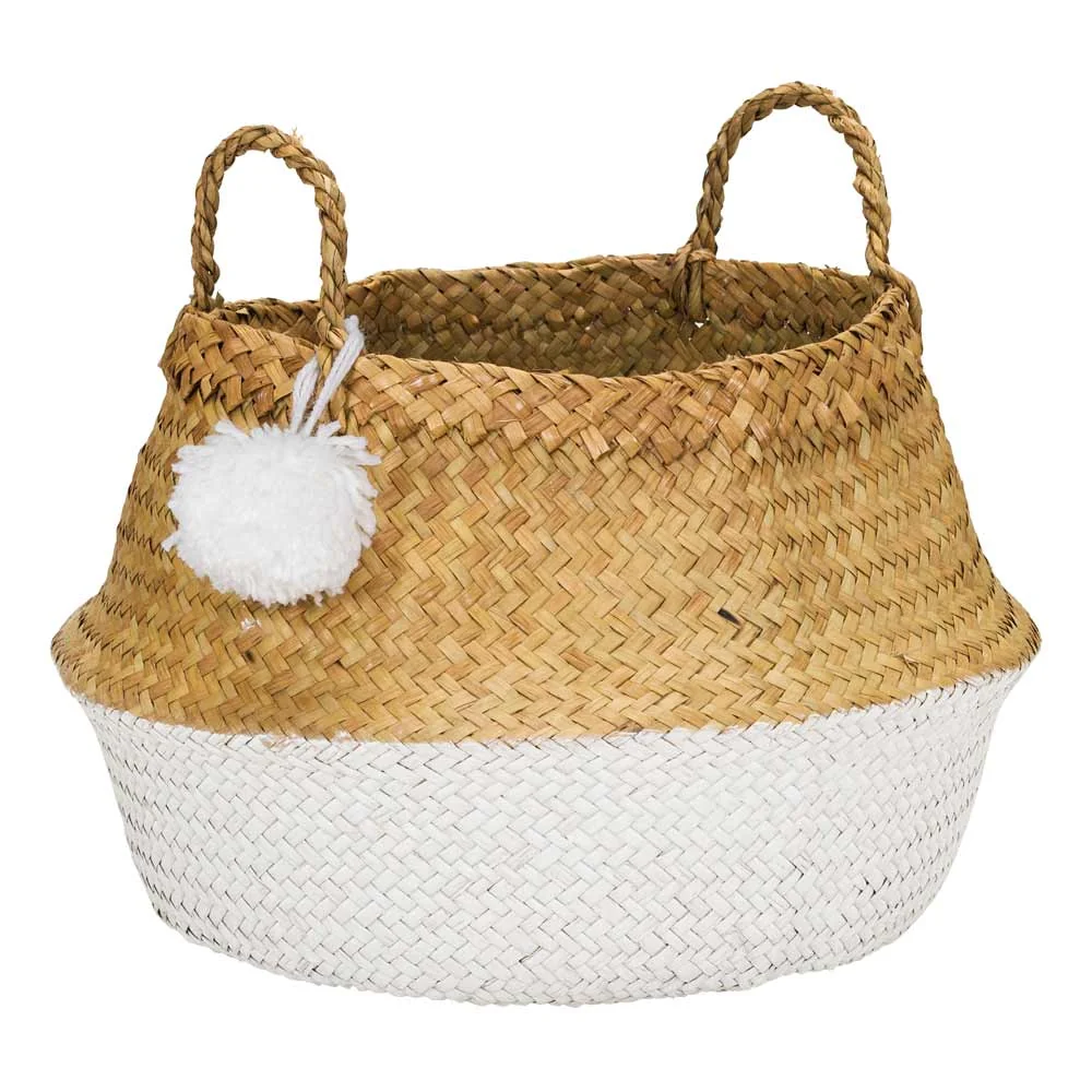 "Kidsdepot Ronde opbergmand van zeegras, klein, wit, naturel image"