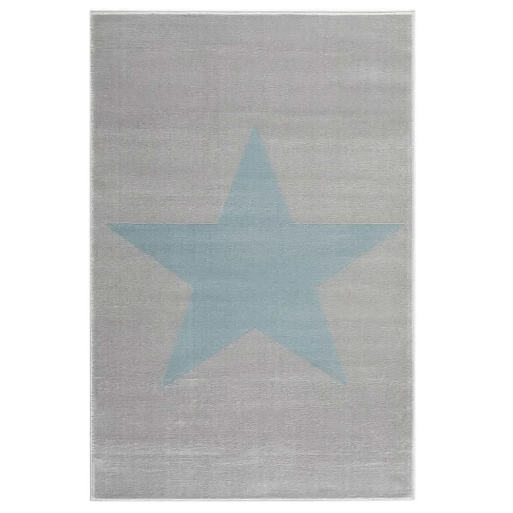 "Livone kindertapijt ster blauw op grijs, Tapijtmaat: 120 x 180 cm image"