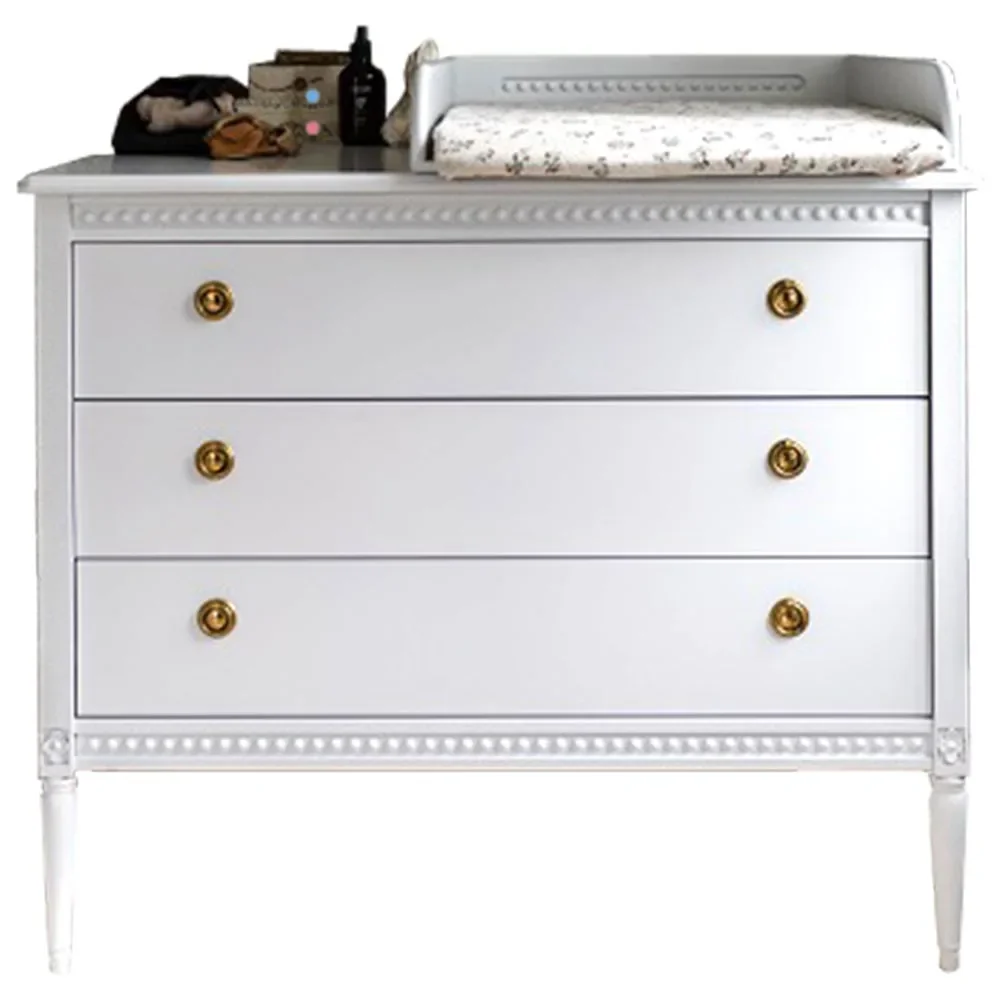 "Gustavienne aankleedkussen voor commode wit image"