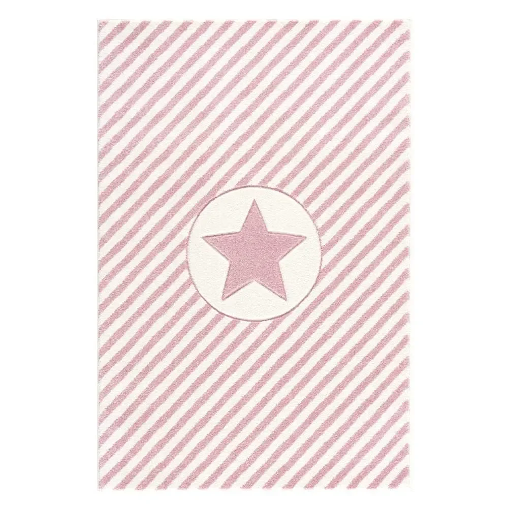 "Livone tapijt ster & diagonale strepen roze, Tapijtmaat: 160 x 230 cm image"