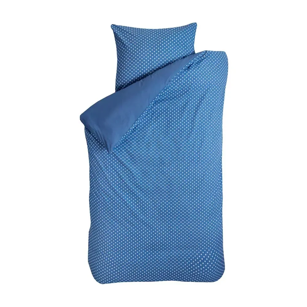 "Bink bedlinnen polka dots jeans blauw 135 x 200 image"