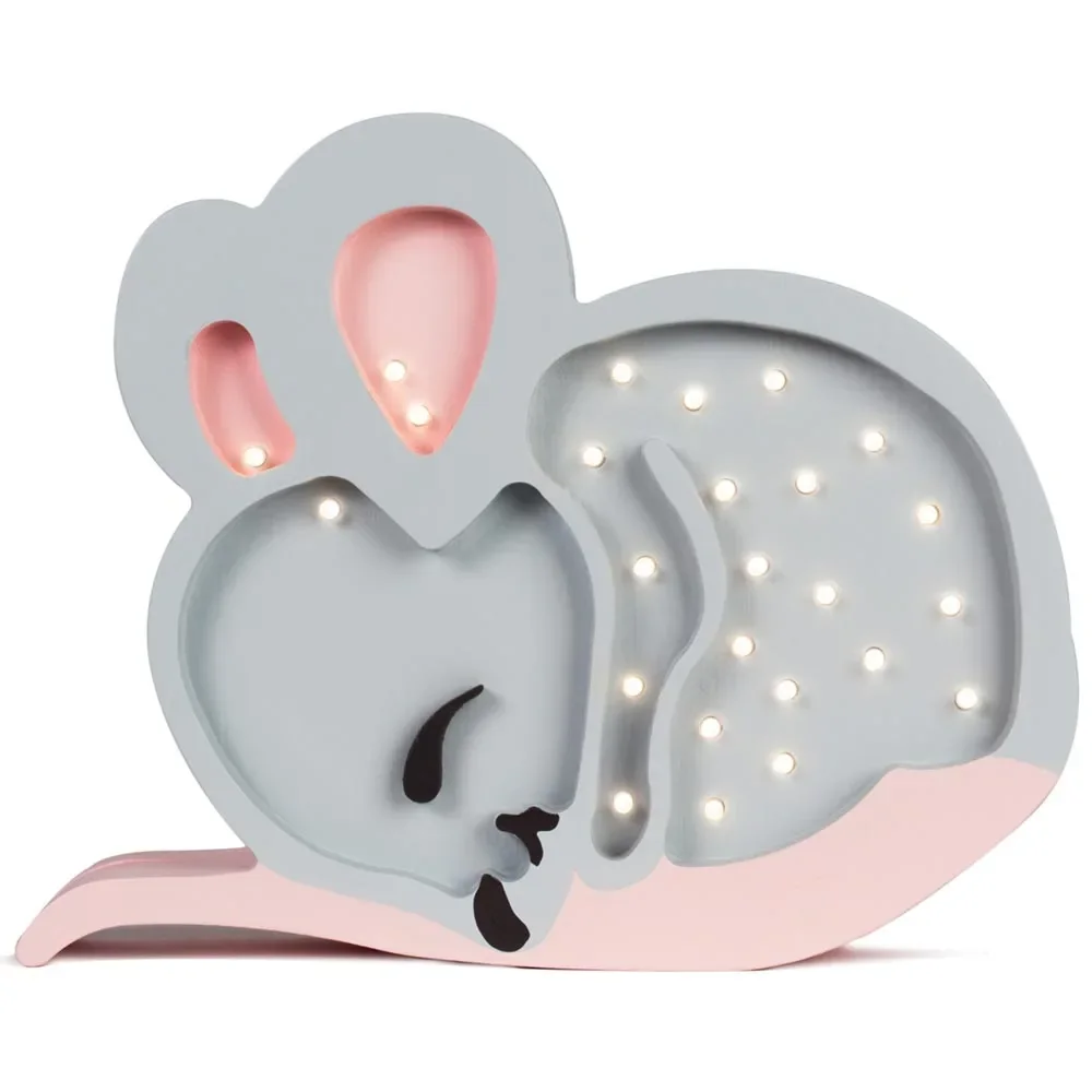 "little lights Led deco kinderlamp muis grijs image"