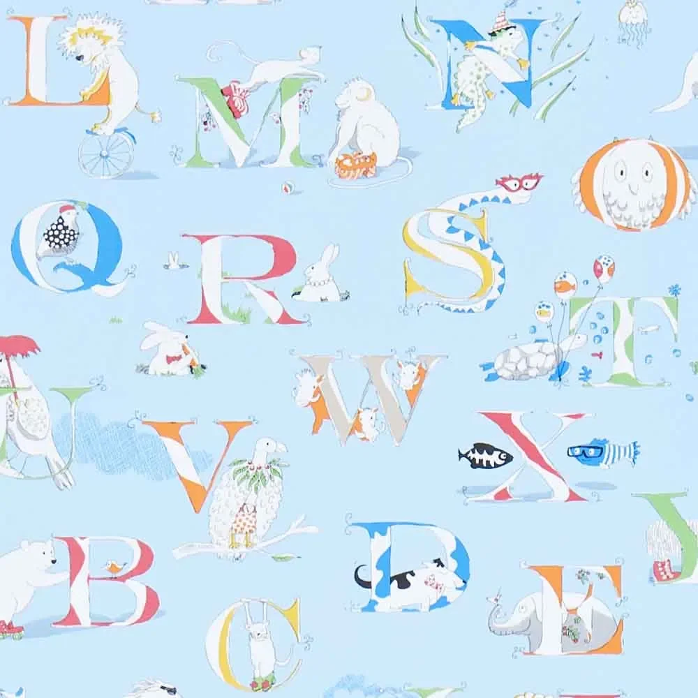 Little Sanderson Abracazoo behang alfabet lichtblauw