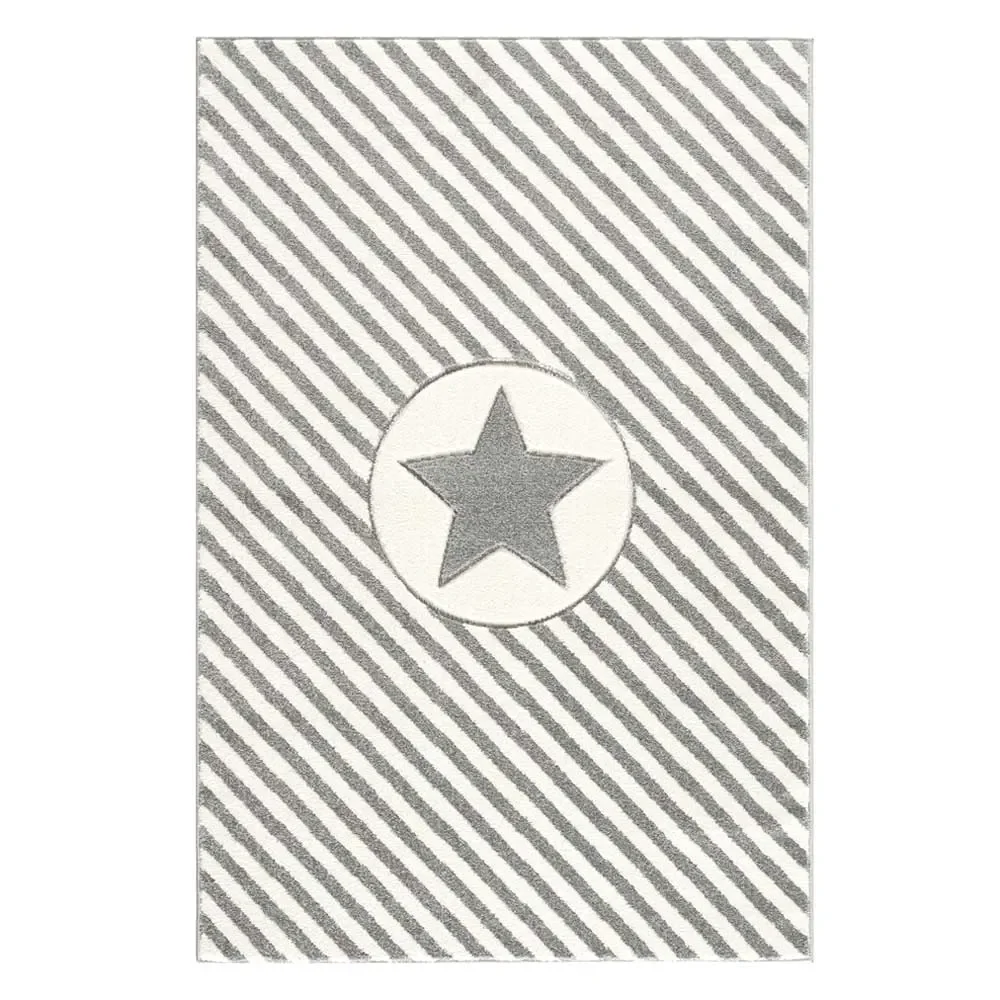 "Livone tapijt ster & diagonale strepen grijs, Tapijtmaat: 160 x 230 cm image"